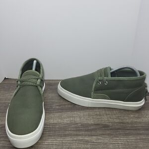 CLEAR WEATHER Lace Up Green Canvas Docksider Sneakers Size Mens 8 | Womens 9.5